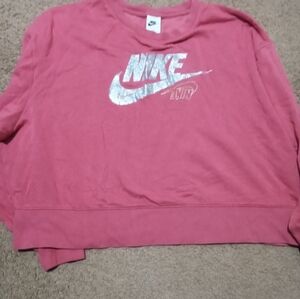 Nike Pink Cropped Sweatshirt with Silver Logo